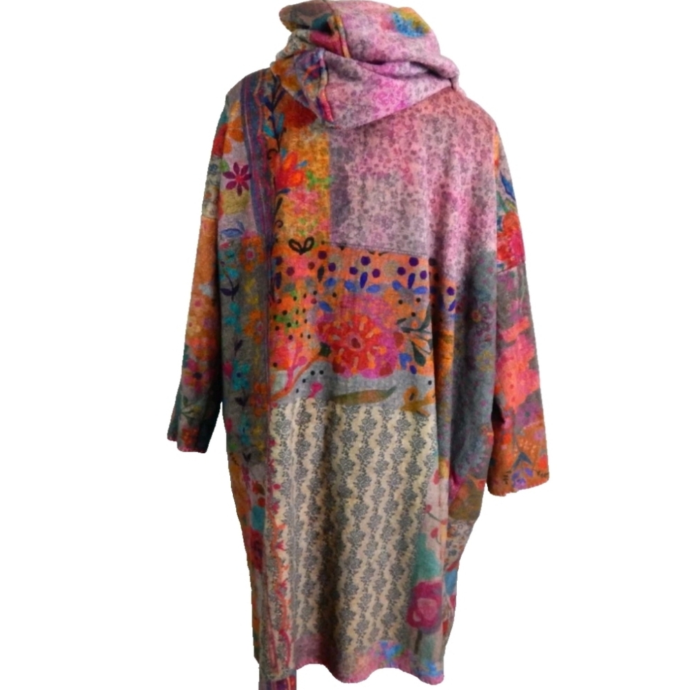 Natural Life Patchwork Printed Blanket Kimono - image 2